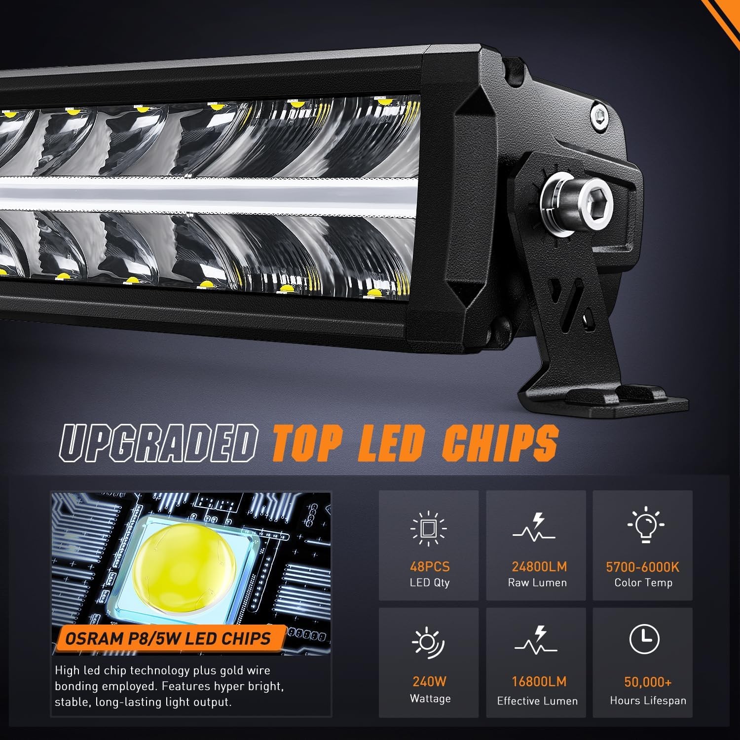 Nilight LED Light Bar with Amber DRL 30 Inch 240W Offroad Light Flood Spot Combo