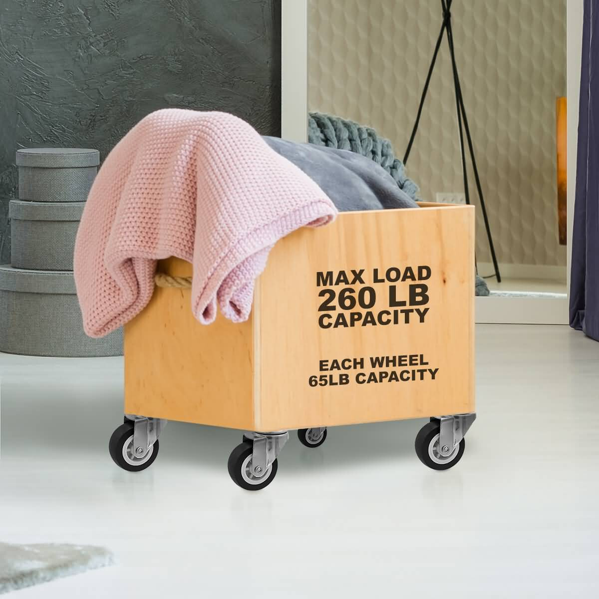 4 Pack 2 Inch Stem Caster Swivel Black Polyurethane Caster Wheels