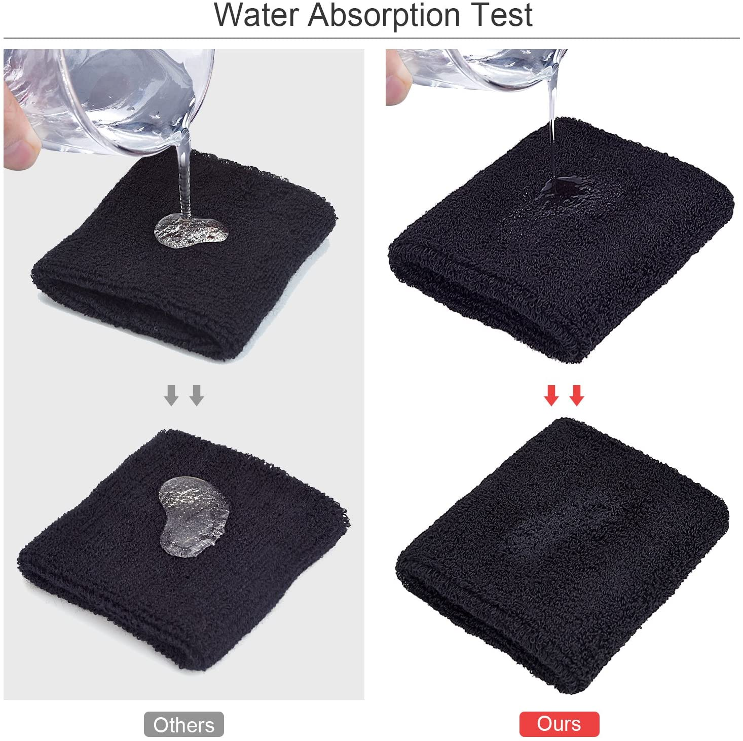 6 Pack Wrist Sweatbands Tennis Wrist Bands Absorbent Sweatbands for Football Bas