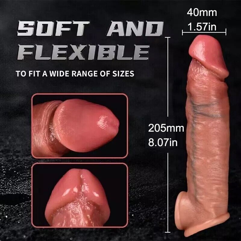 Male Cock-Girth-Enlarger-Enhancer-Penis-Extension-Extender-Sheath-Sleeve-Men Big