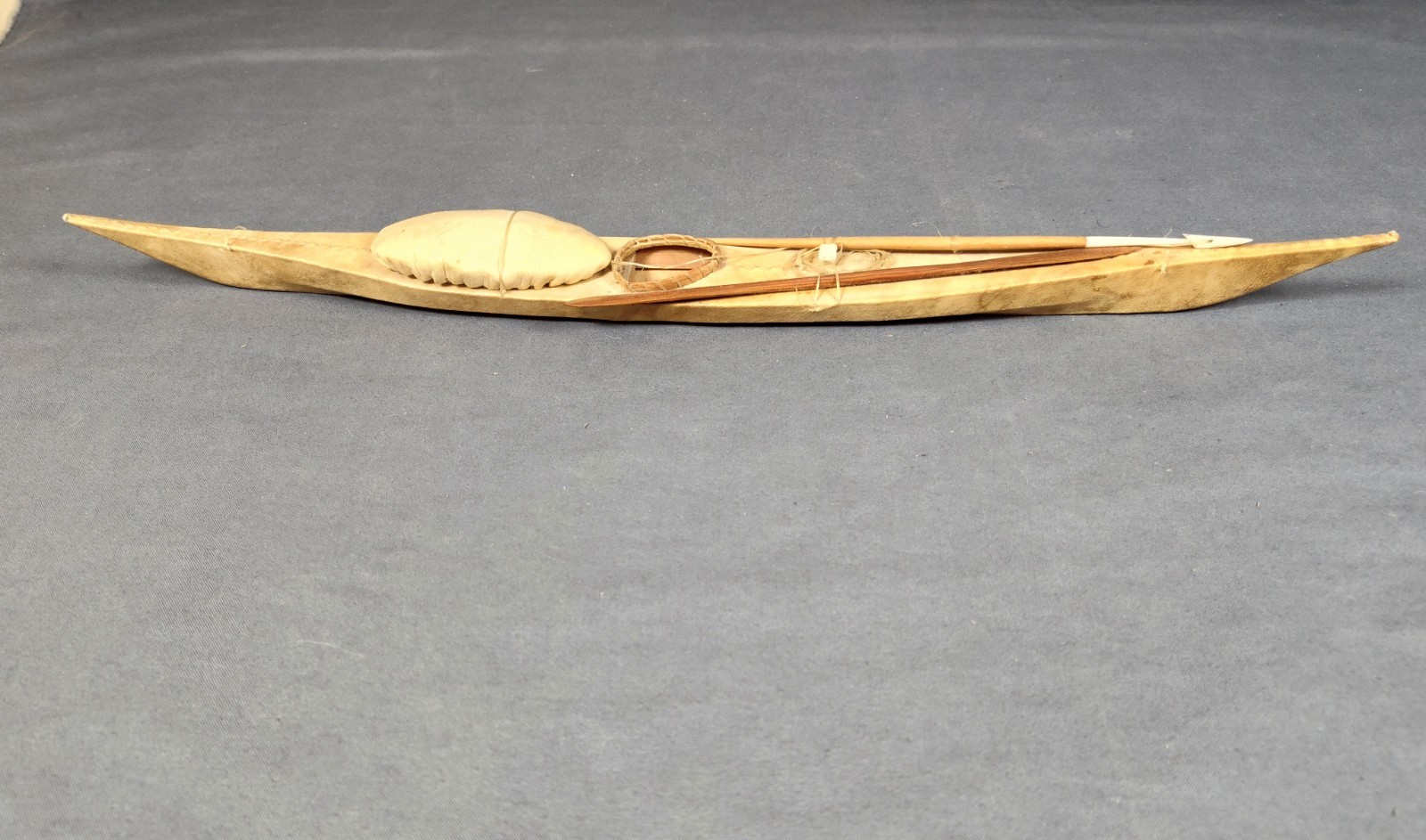 Antique Inuit Kayak Model c. 1900-1920 Authentic Detailed Handcrafted Piece 20"