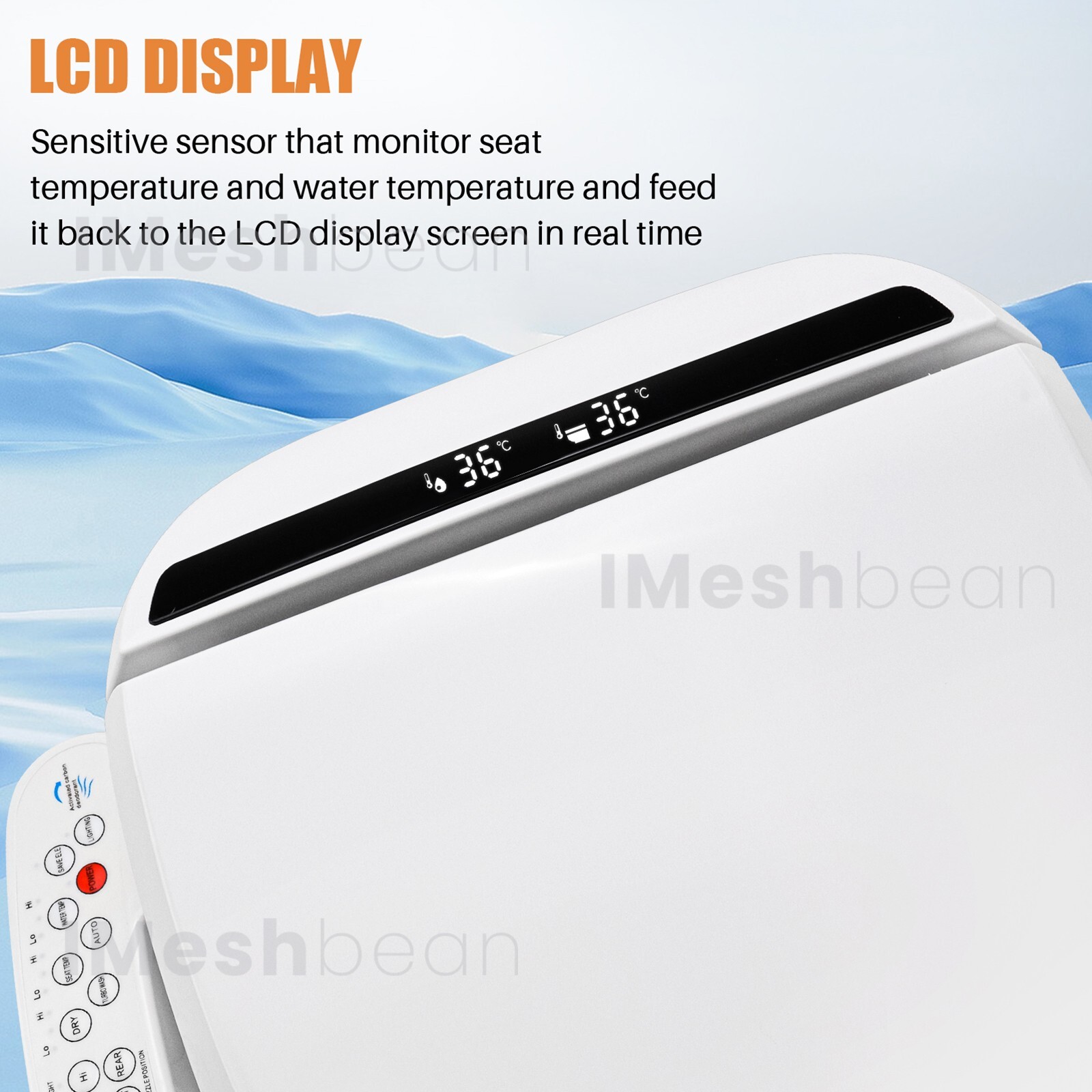 Smart Electric Bidet Toilet Heated Seat Elongated LCD Auto Flush Dry Night Light