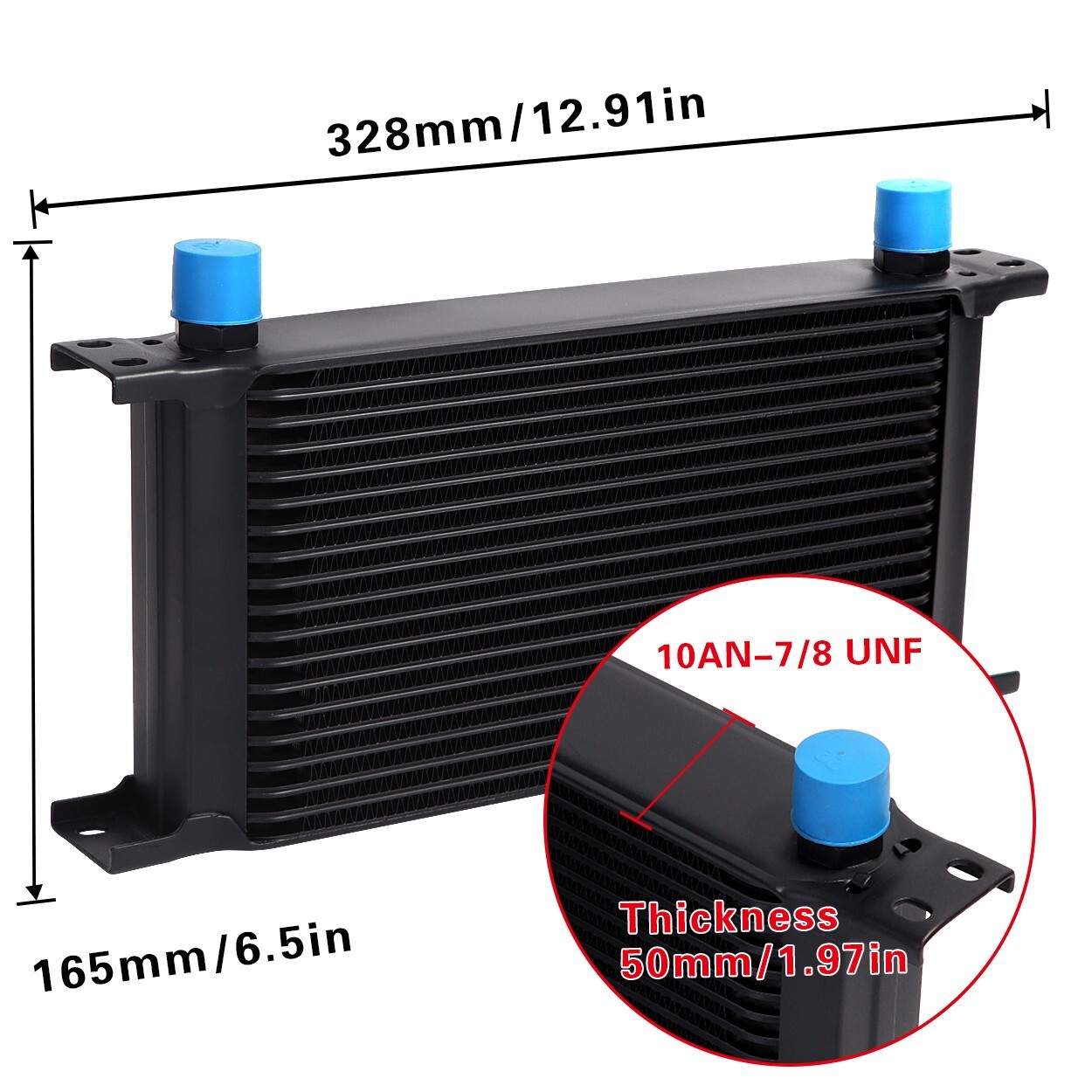 Oil Cooler 19 Rows 10AN Stacked Plate Transmission Engine Cooler Universal Black