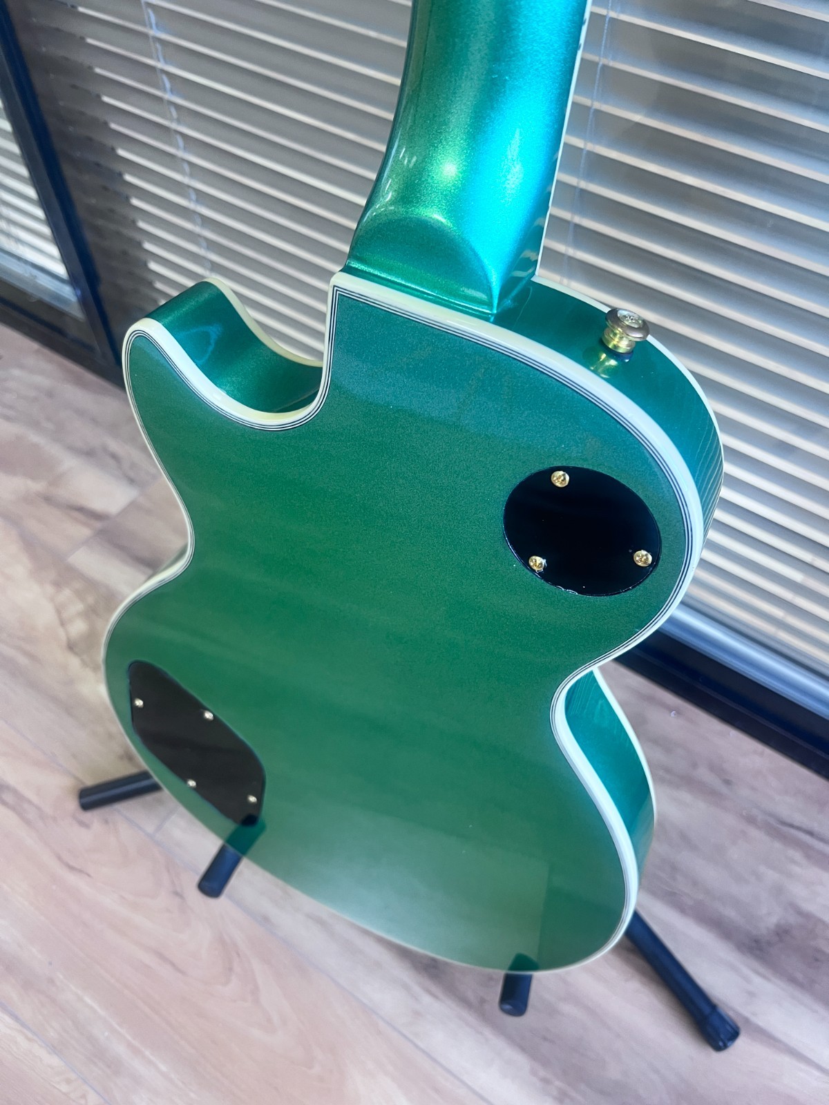 LP Custom Green Sparkle Electric Guitar Gold Hardware Fixed Bridge Ship US