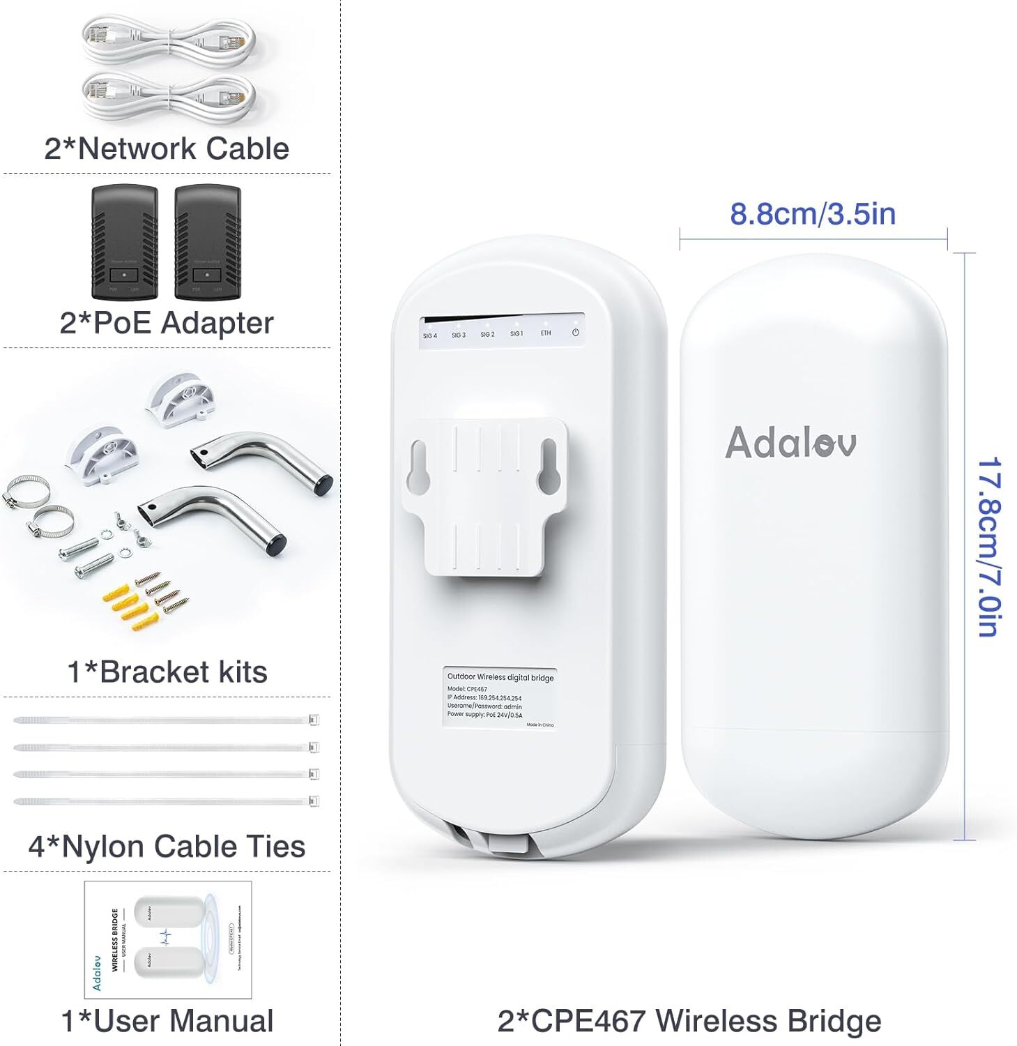CPE467 5.8GHz WiFi Bridge - 1.5KM Long Range Outdoor Point-to-Point Wireless