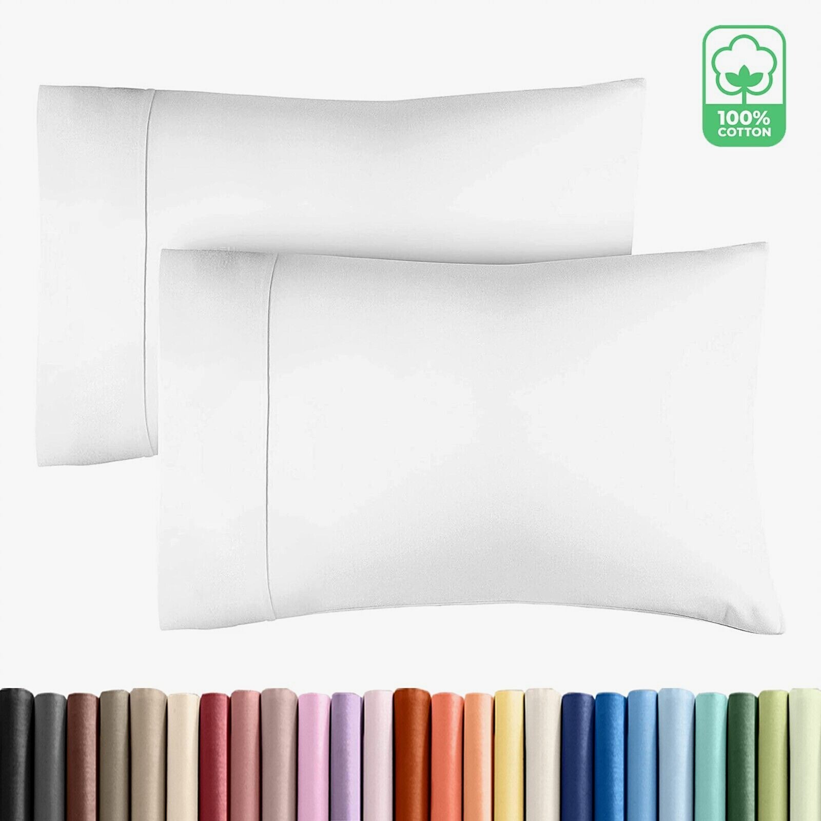 400 Thread Count 2 Pillowcase Set, 100% Cotton Soft Pillow Covers by CGK Linens