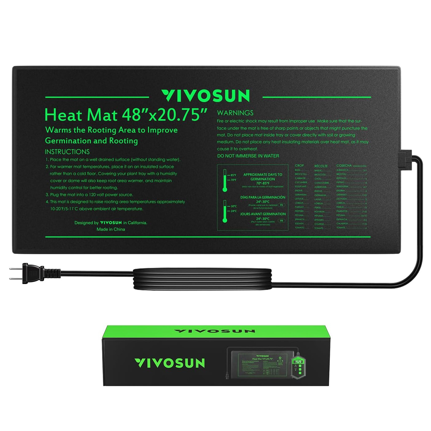 VIVOSUN 48"x20.75" Hydroponic Seedling Heating Mat Germination Pad Seed Start