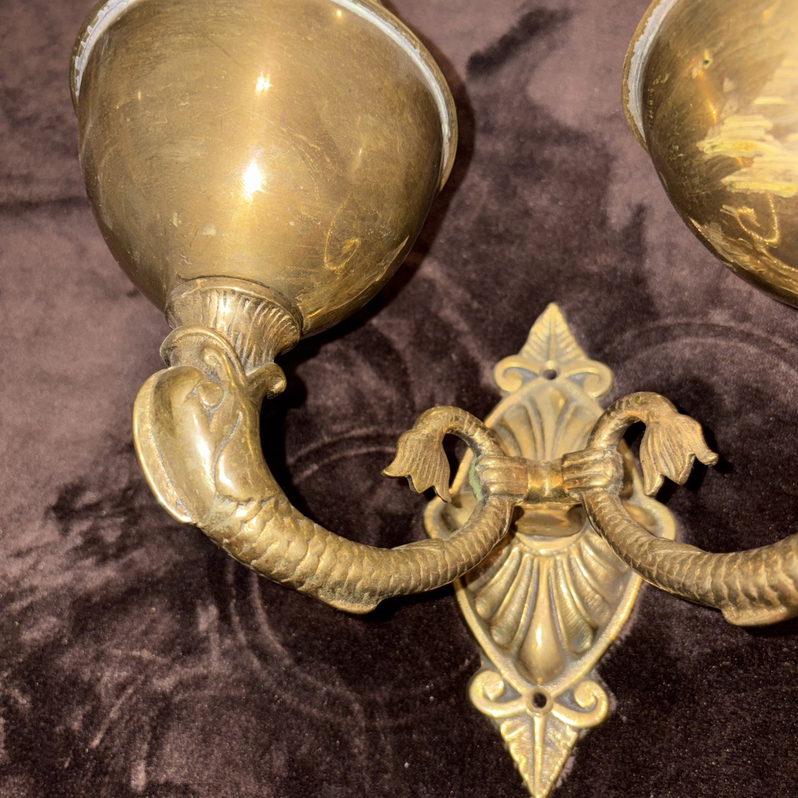 Vintage Lamp 2 Arm Double Wall Mount Oil Light Sconce Sea Monster Dolphin Koi