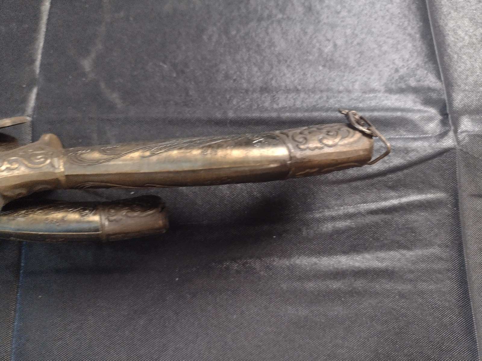 2 Decorative Ornate Brass Handled Dagger Knives with Brass PiggyBack Sheath