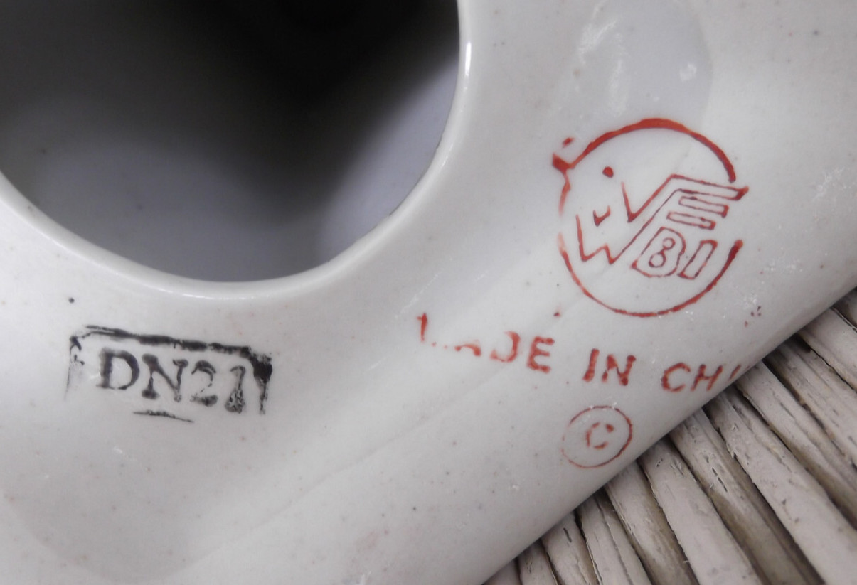 Pair of Vintage WBI China Incised Bok Choy & Birds 8-1/2" Ceramic Candlesticks