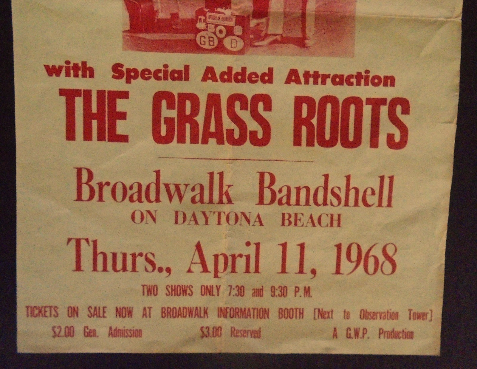 ORIGINAL HANDBILL-VANILLA FUDGE/GRASS ROOTS-BORDWALK BANDSHELL-DAYTONA BEACH-68