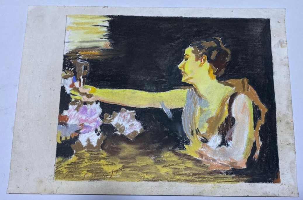 JOHN SINGER SARGENT Drawing on paper (Handmade) signed and stamped mixed media.