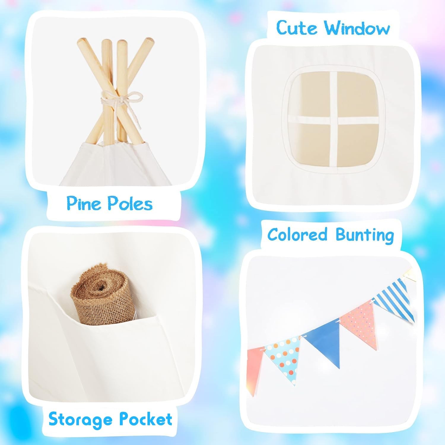 Sumerice Teepee Play Tent for Kids with 47.2 x x 61.4 inches, White