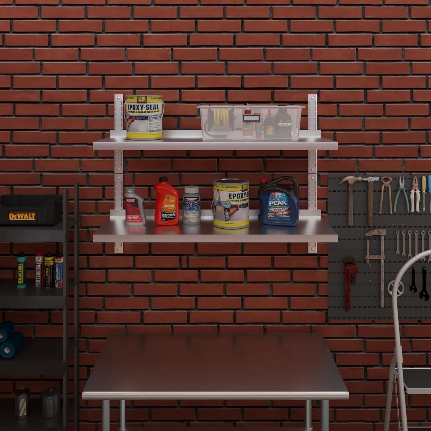 16" x 60" Two-Tier Metal Wall Mount Shelf | Stainless Steel Commercial Shelving