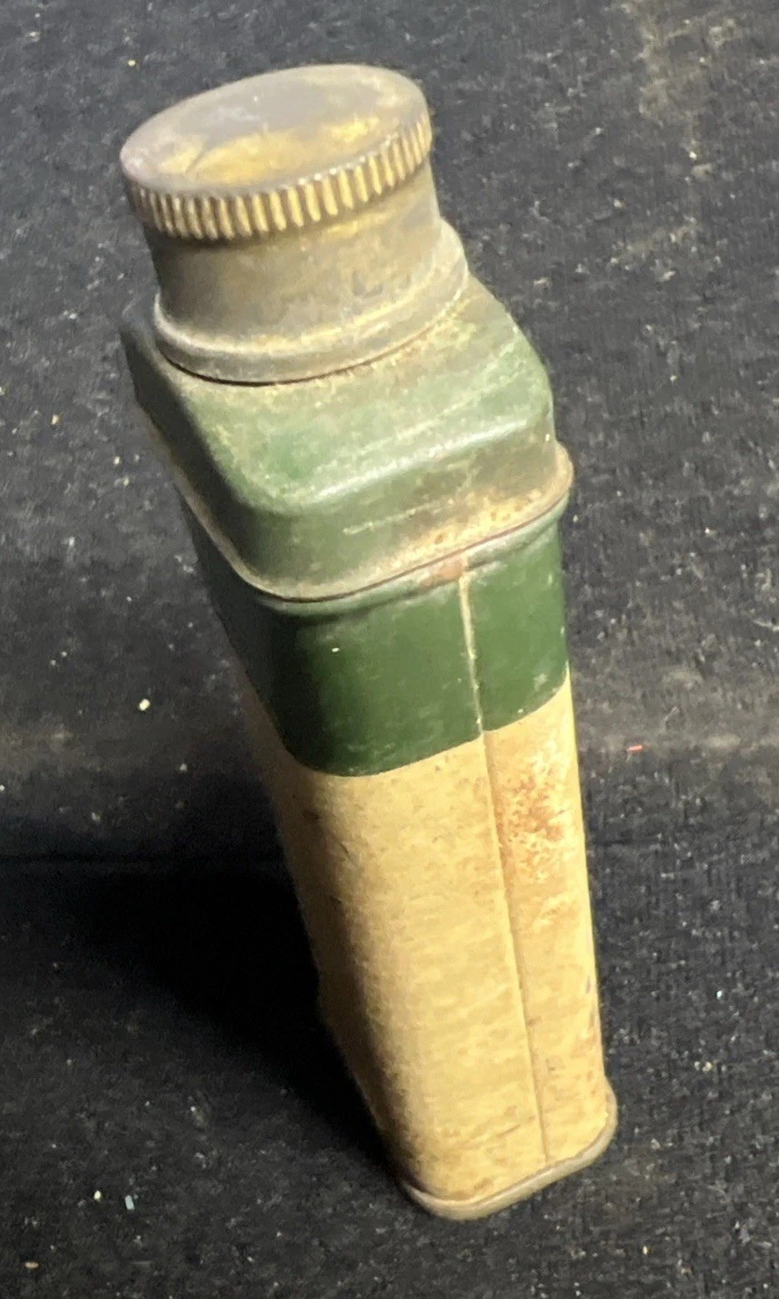 VTG 1950s PALMOLIVE after shave talc ADVERTISING TIN Green Medical Can Tin