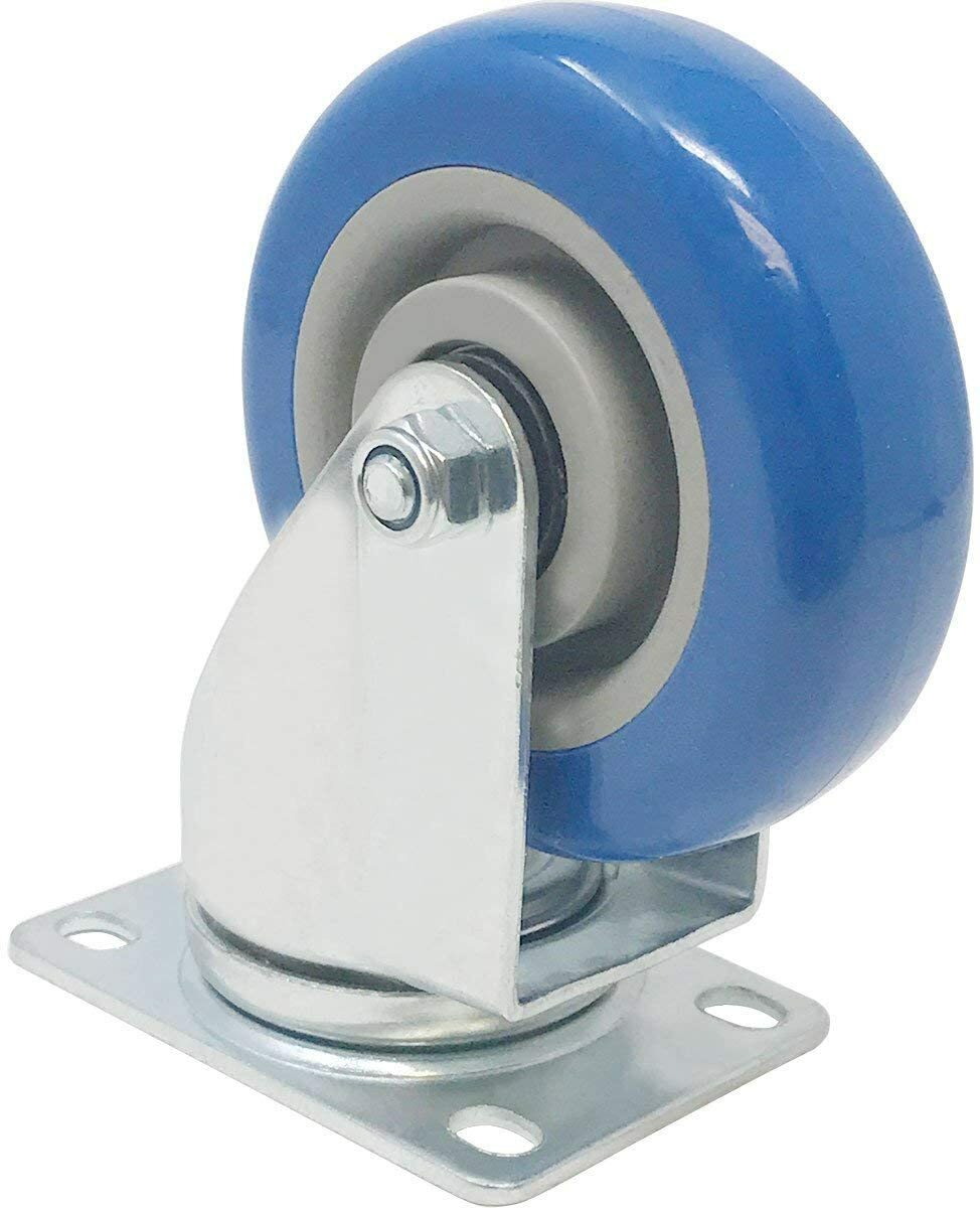 8 Pack 2 Inch Caster Wheels Swivel Plate On Blue Polyurethane Wheels PU