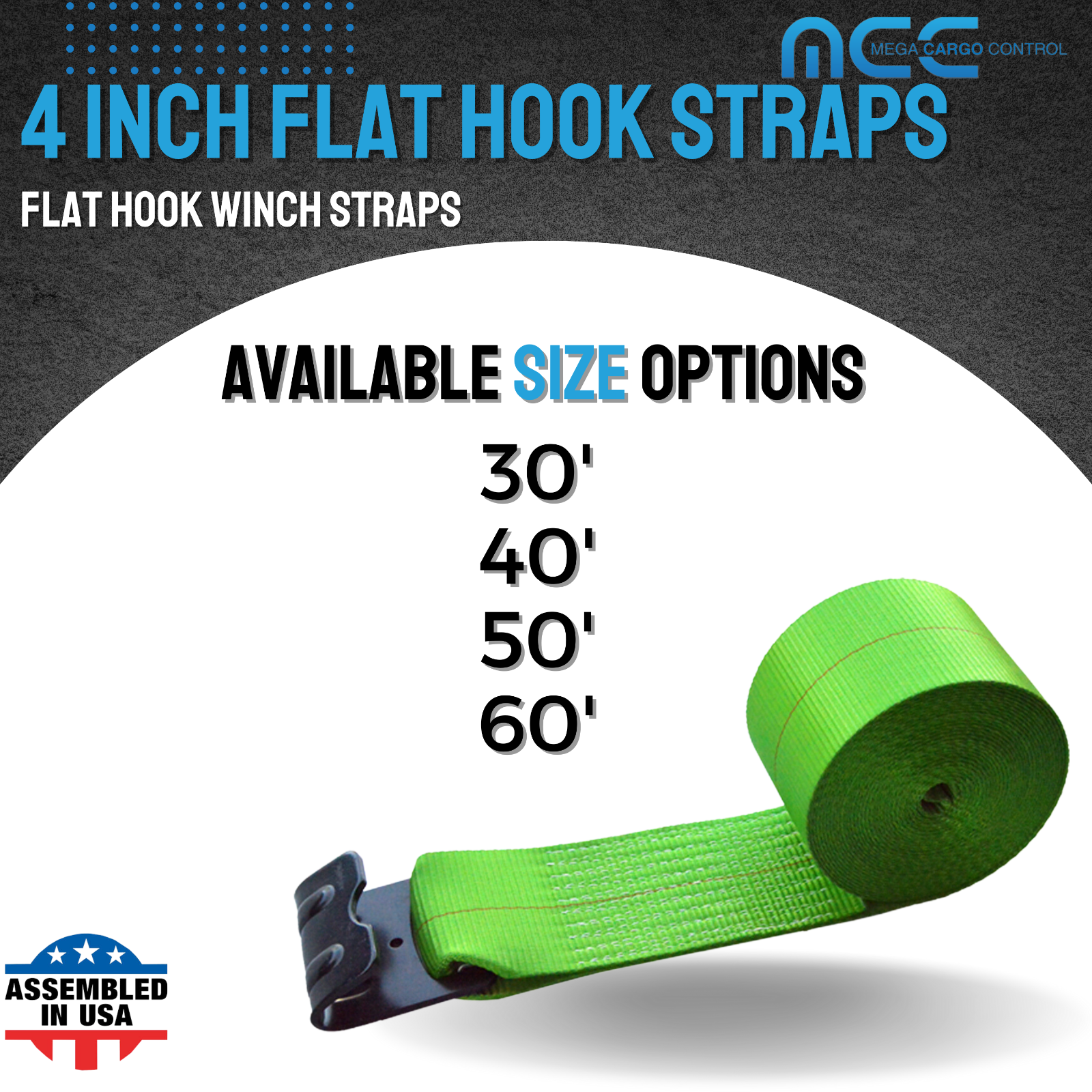 USA 10 Pack Heavy Duty 4"x30' Winch Strap w/Flat Hook Flatbed Truck Trailer Farm