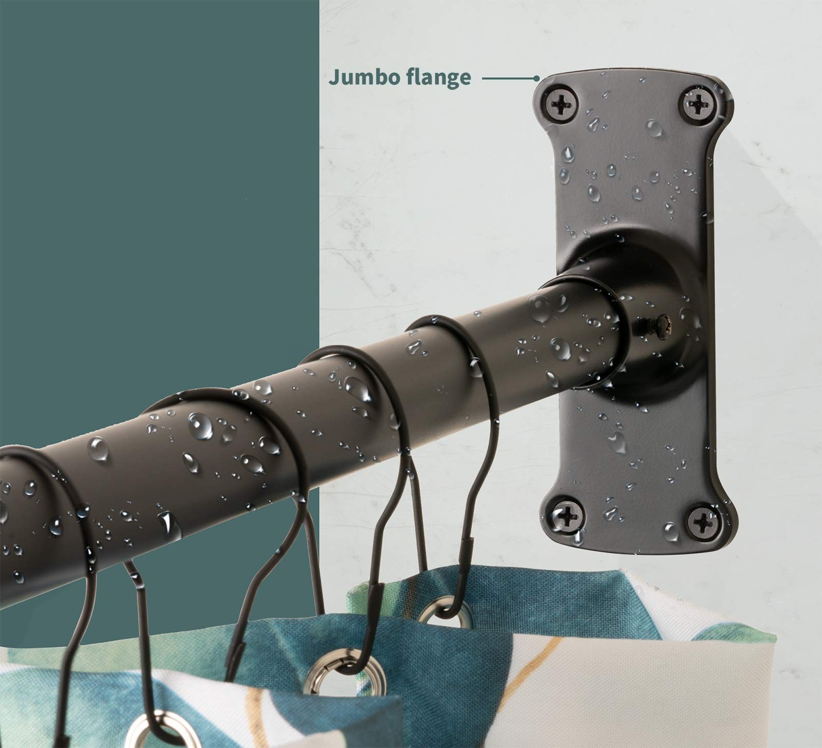 L Shaped Shower Curtain Rod Corner Bathtub Rod with Ceiling Support Matt Black