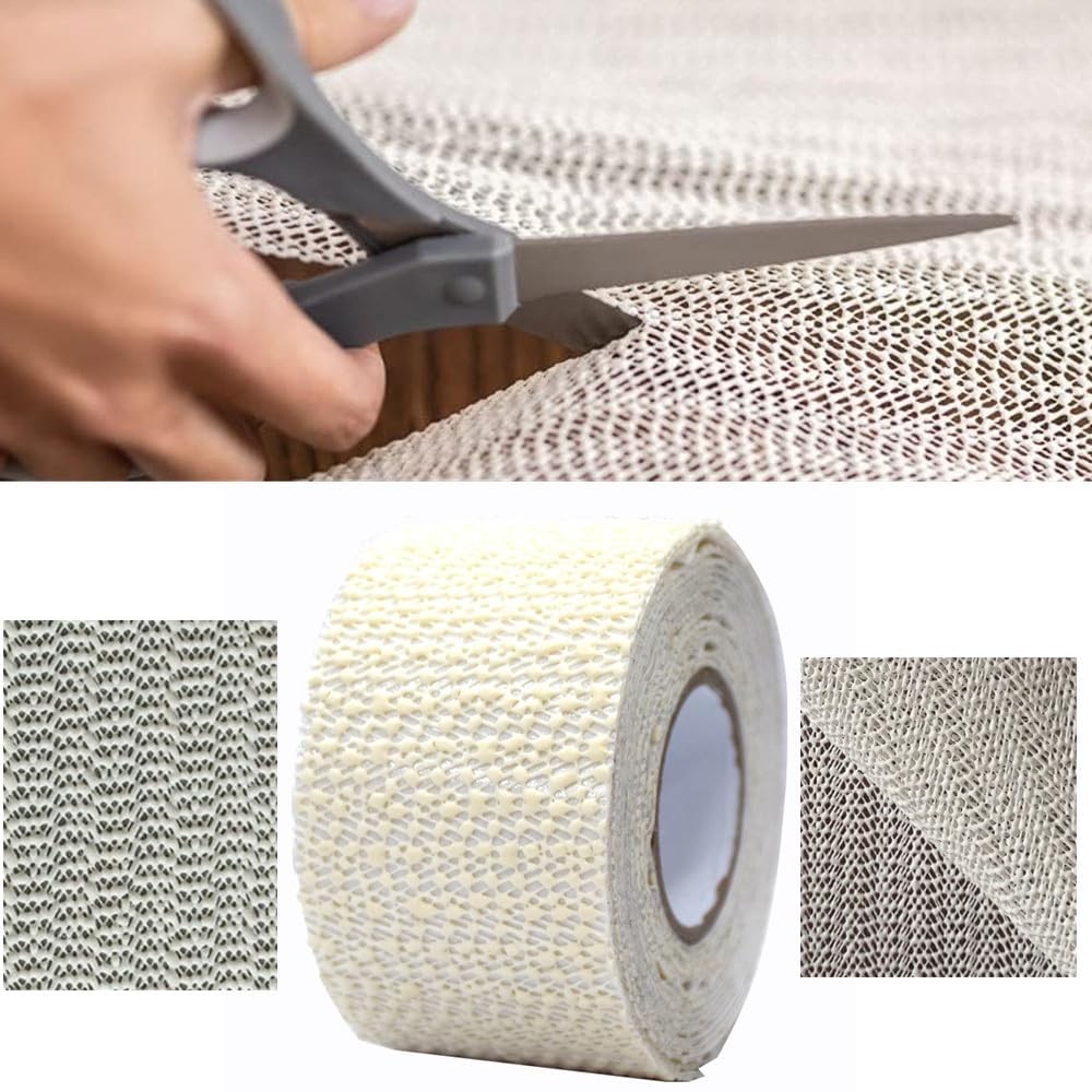 Anti-Slip Rug Tape Gripper, 0.16x9.8 FT (2" x 118") Double-Sided Carpet Gripp...