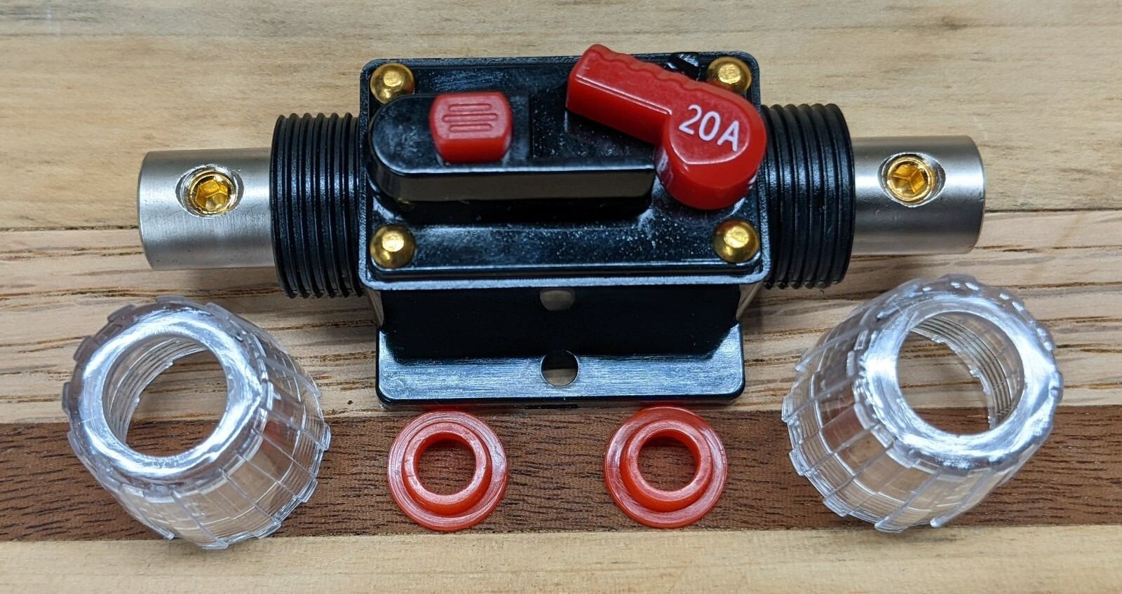 2 PACK 20 Amp Inline Waterproof Circuit Breaker Auto/Solar Manual Reset 12V-48V