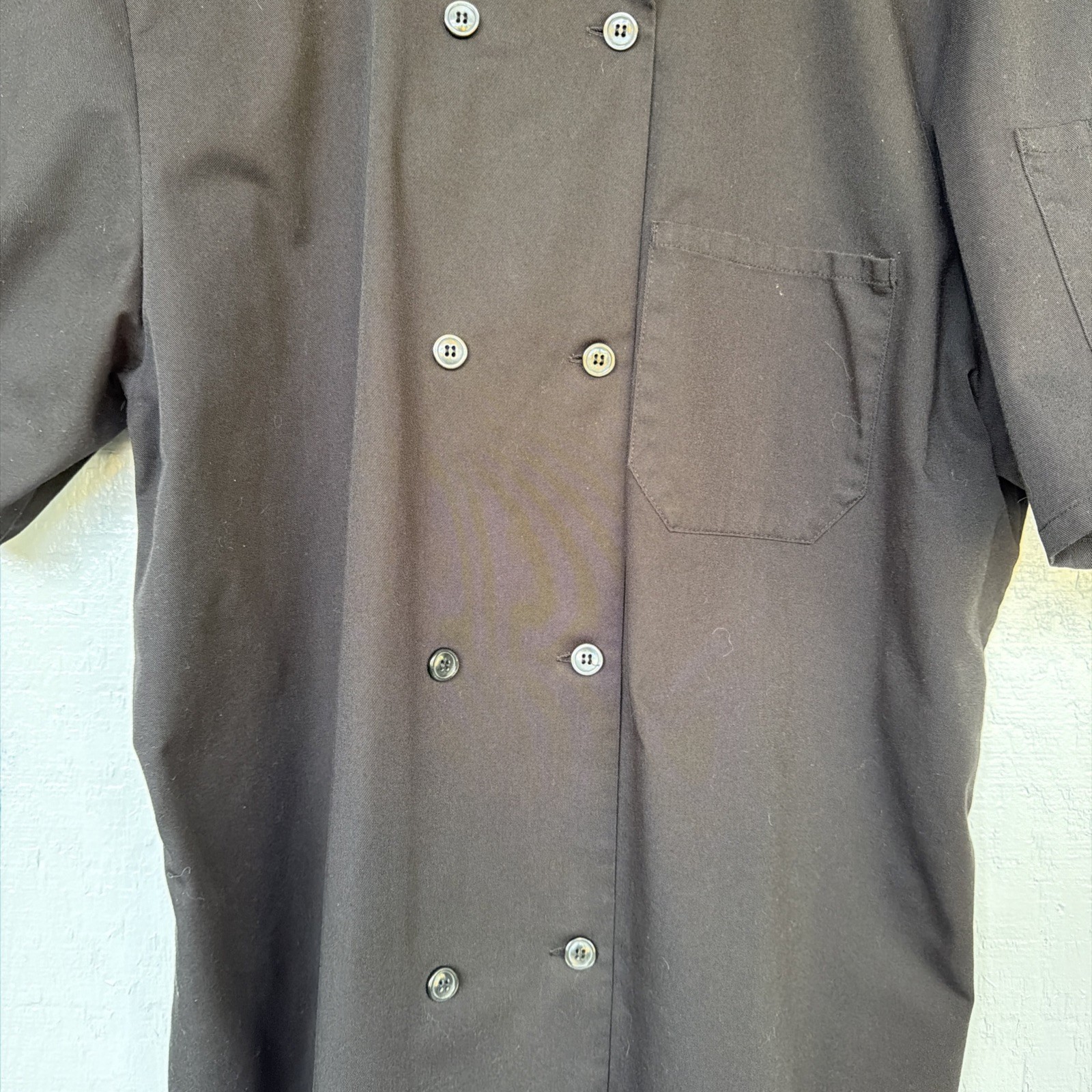 Men's Chef Coat Chefwear Jacket 3X Short Sleeve Black Button Pockets