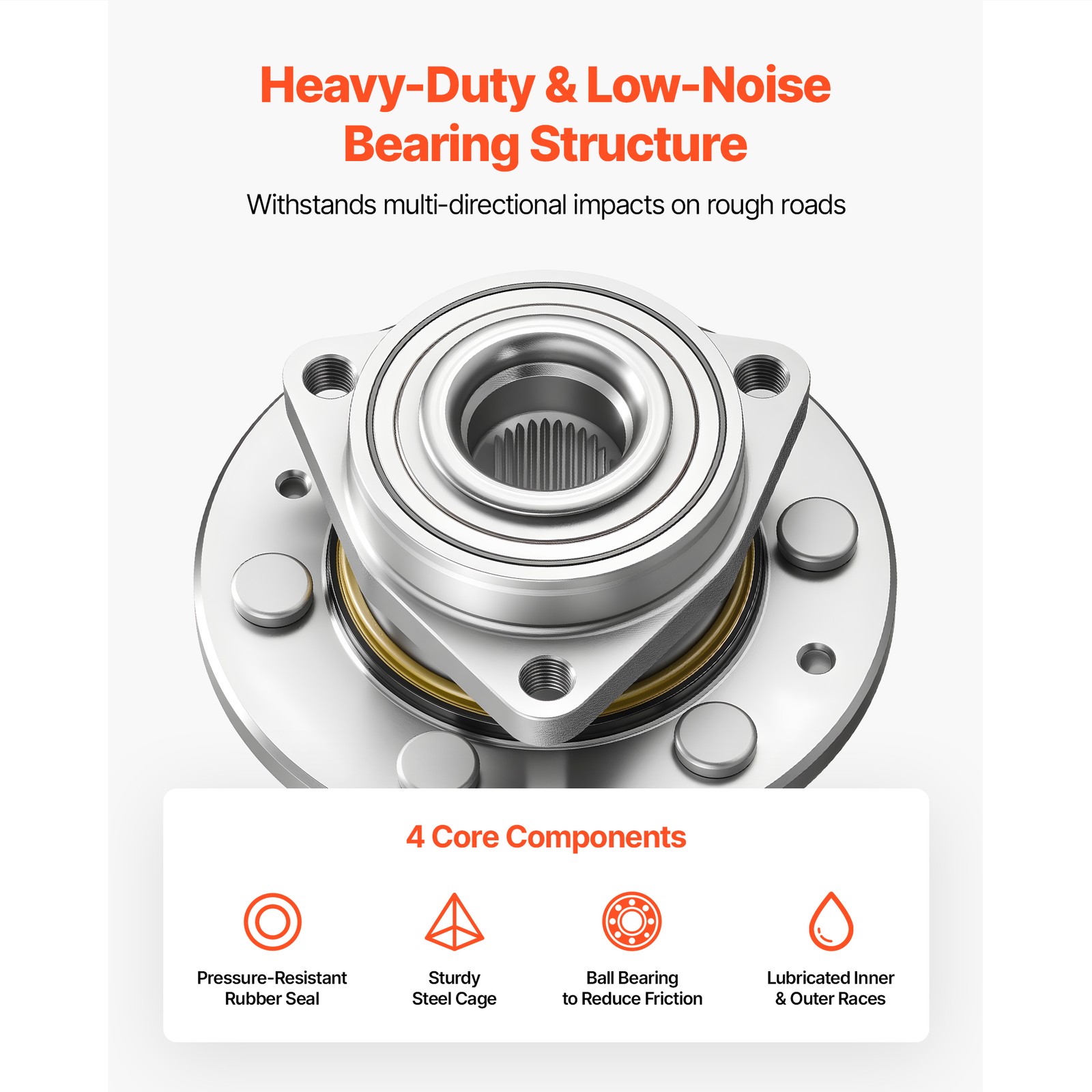 2PCS 4WD Front Wheel Bearing Hubs for 1999-2014 Chevy GMC Silverado Sierra 1500