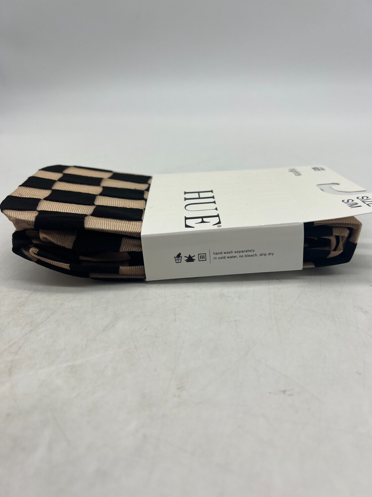 HUE Checker Tights w/ Control Top Sz S/M U14235 Natural & Black