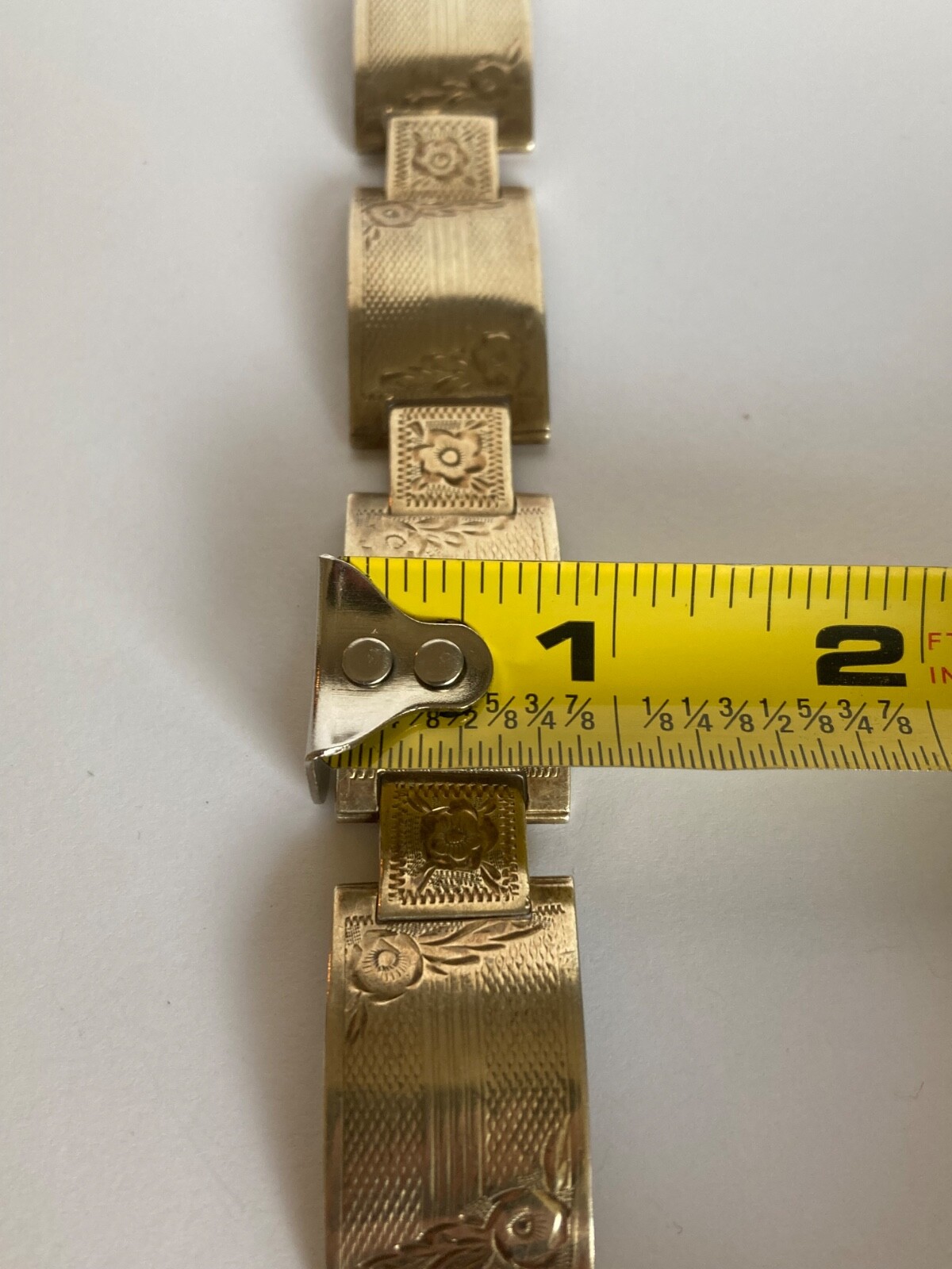 VintageGold Vermeil 835 Silver Floral Hinged Panel Bracelet-Very Rare-Hallmarked