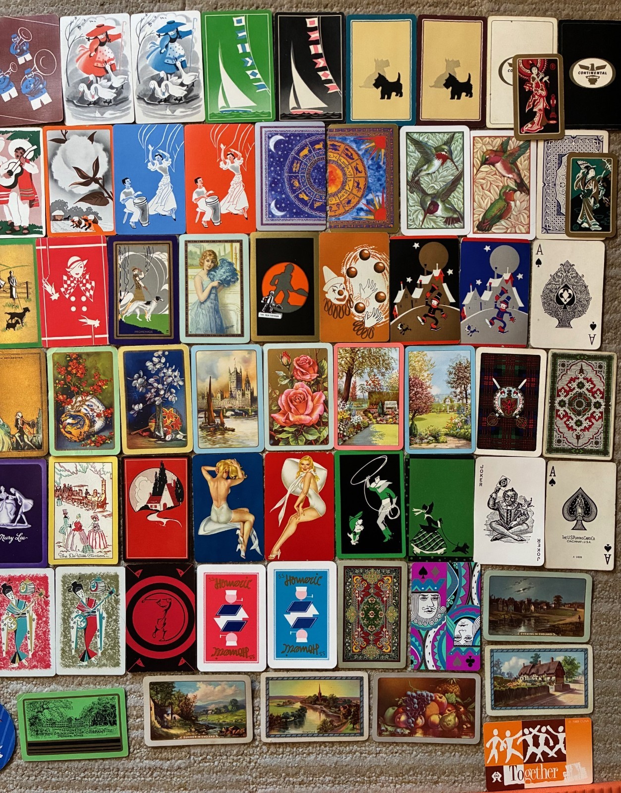 Lot~94 Vintage Single Swap Playing Cards~Art Deco~Women~Victorian~Flapper~Dogs+