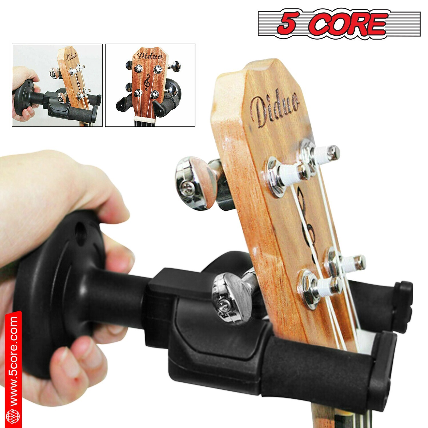 5Core Guitar Wall Mount Hanger Hook Soft Padding Adjustable Rotatable Holder