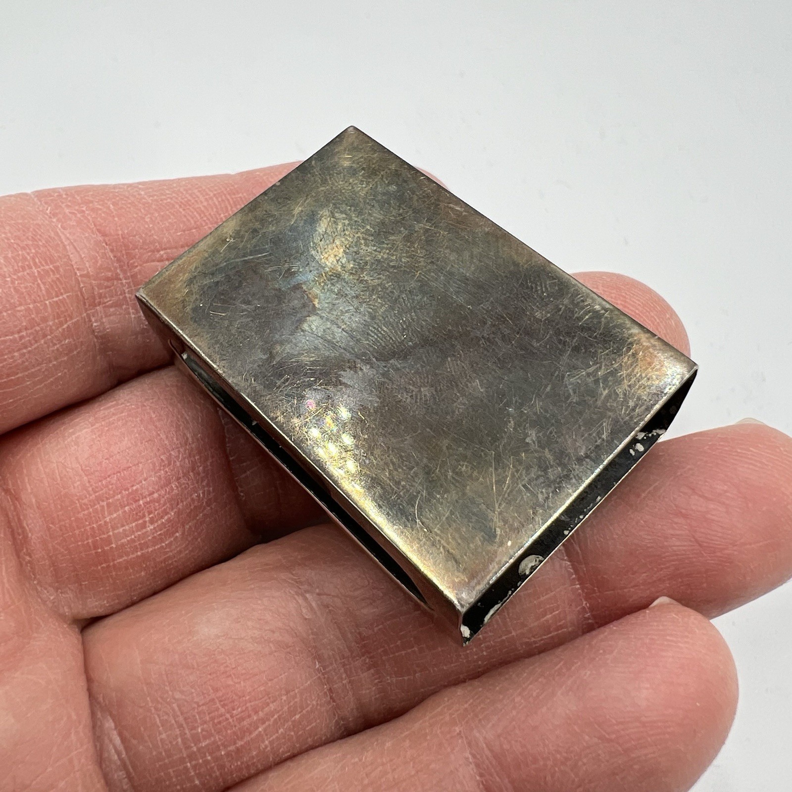 Vintage Art Deco Sterling Silver Match Box Cover Match Book ARF Monogram Stripe