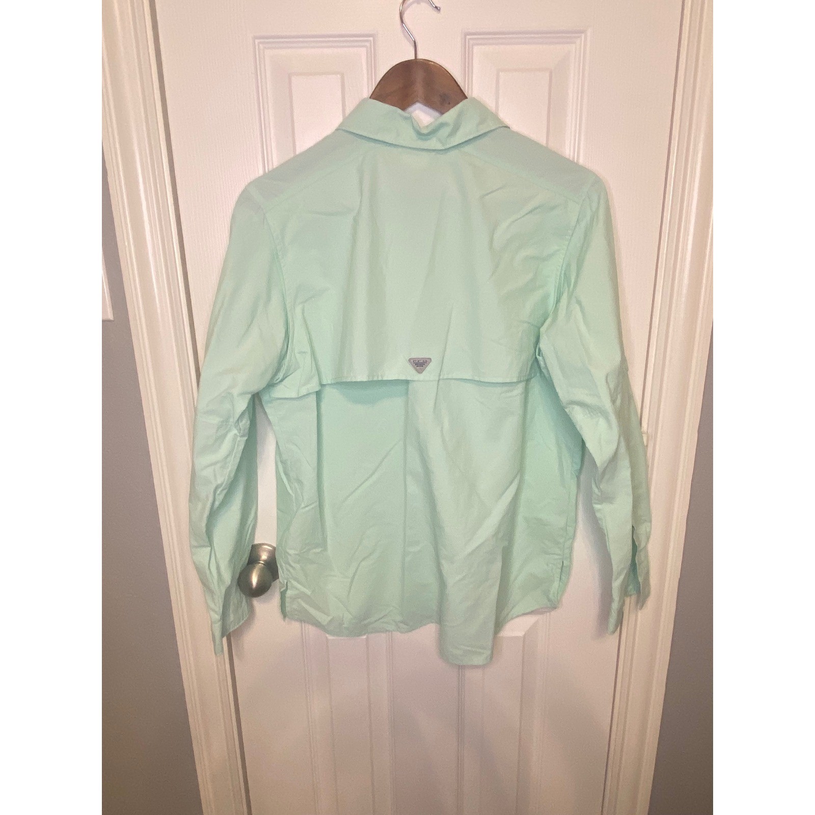 Columbia Men's Medium Long Sleeve Fishing Shirt UPF Sun Protection Mint Green