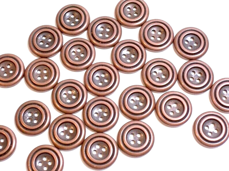 Bronzetone Round Buttons 4 Hole Metal Coated New Old Stock 3/4" x 1 Piece Bin B
