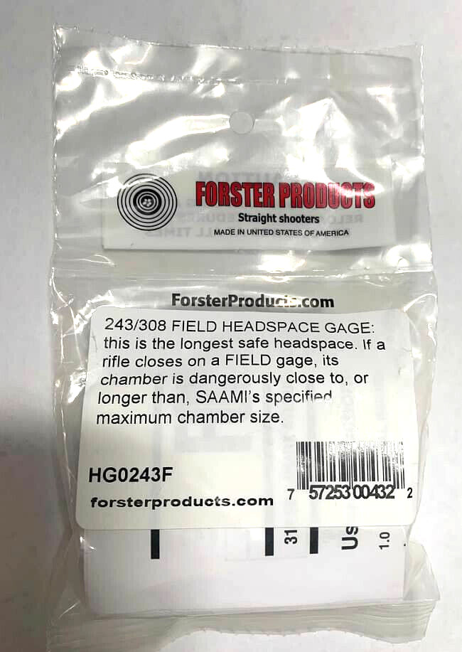 Forster HG0243F Rimless Headspace Gage, FIELD Length for 308 Winchester/ 243 Win