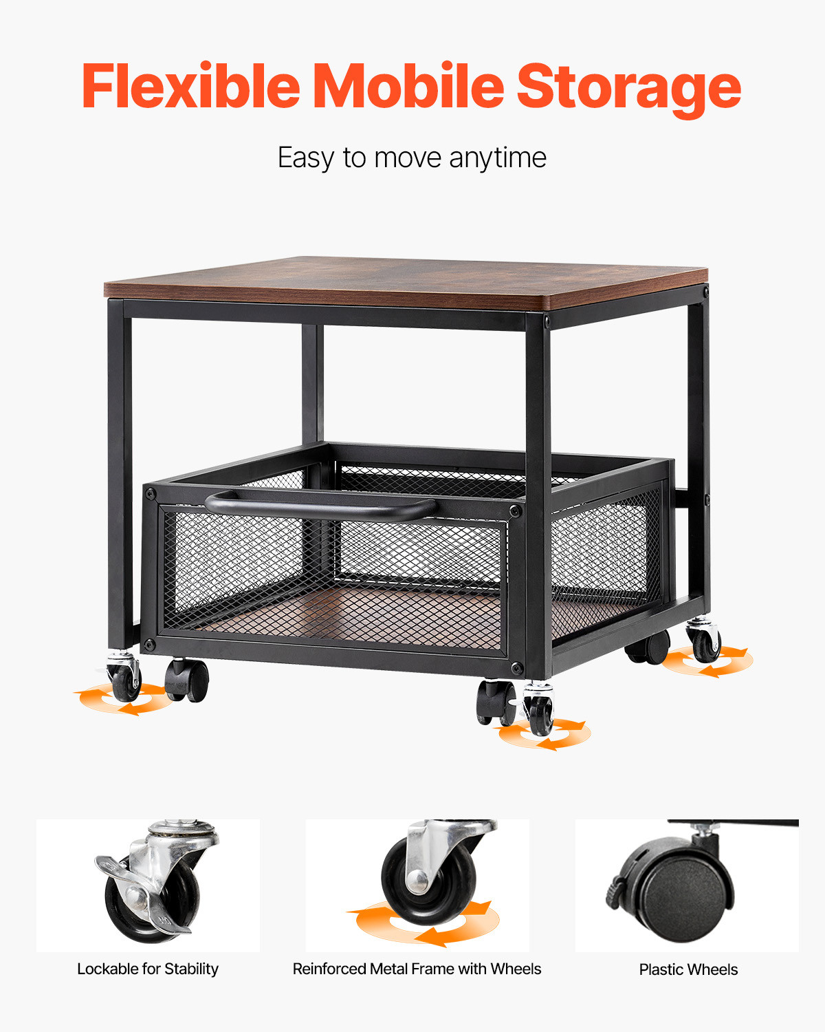 Mini Fridge Stand 198lbs with Storage Cart & Swivel Wheels Dark Brown