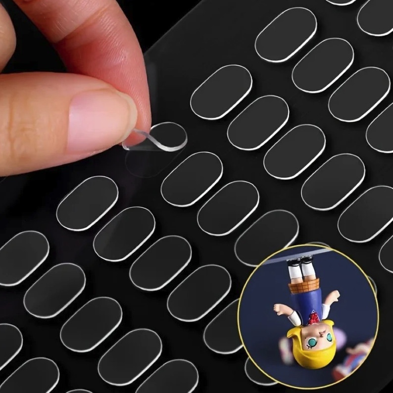 200pcs Transparent Double-Sided Tape Pads Non-Marking Anti-Skid Adhesive - NEW