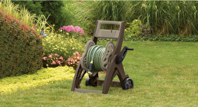 Hosemobile 175 ft Hose Reel Cart with Leader Hose, Gray Taupe