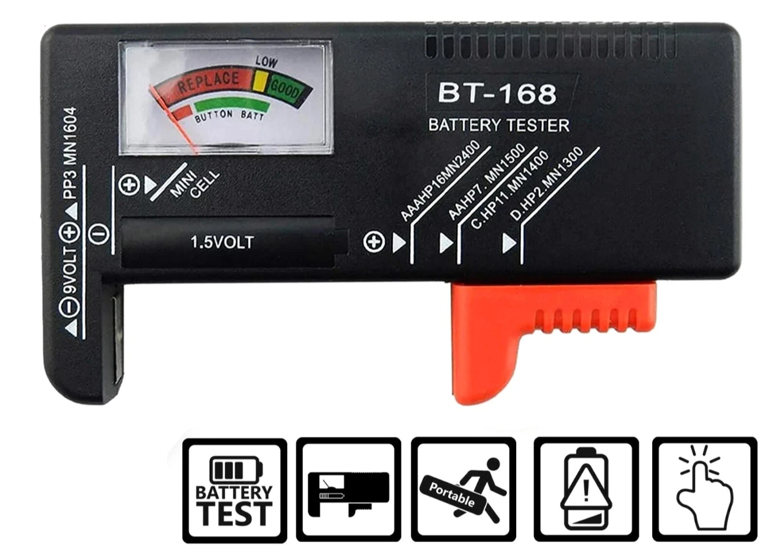 Battery Tester Checker Universal For AA AAA C D 9V 1.5V Button Cell Batteries US