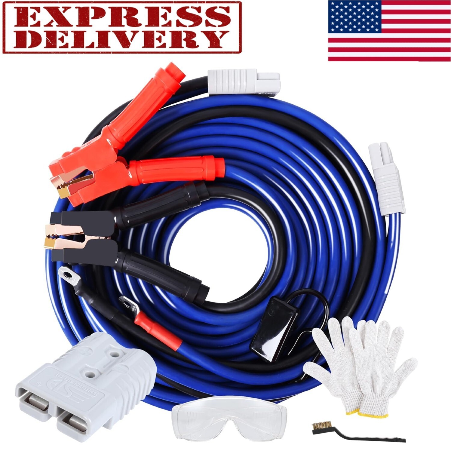 0 Gauge Heavy Duty Jumper Cables 30 FT 1000 Amp Quick Connect Plugs For Truck
