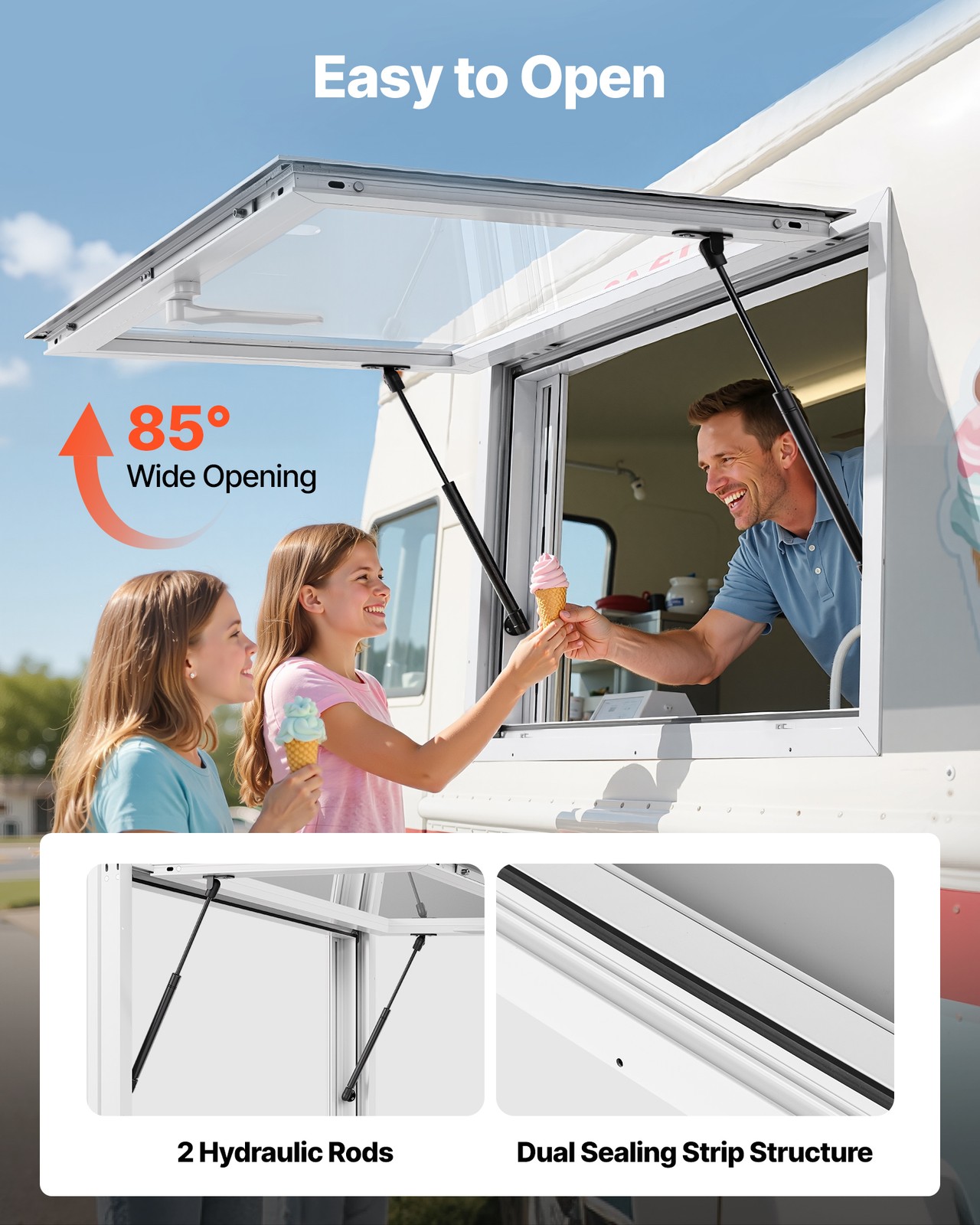 VEVOR 36x24in Concession Stand Serving Window Food Truck Service Awning Aluminum