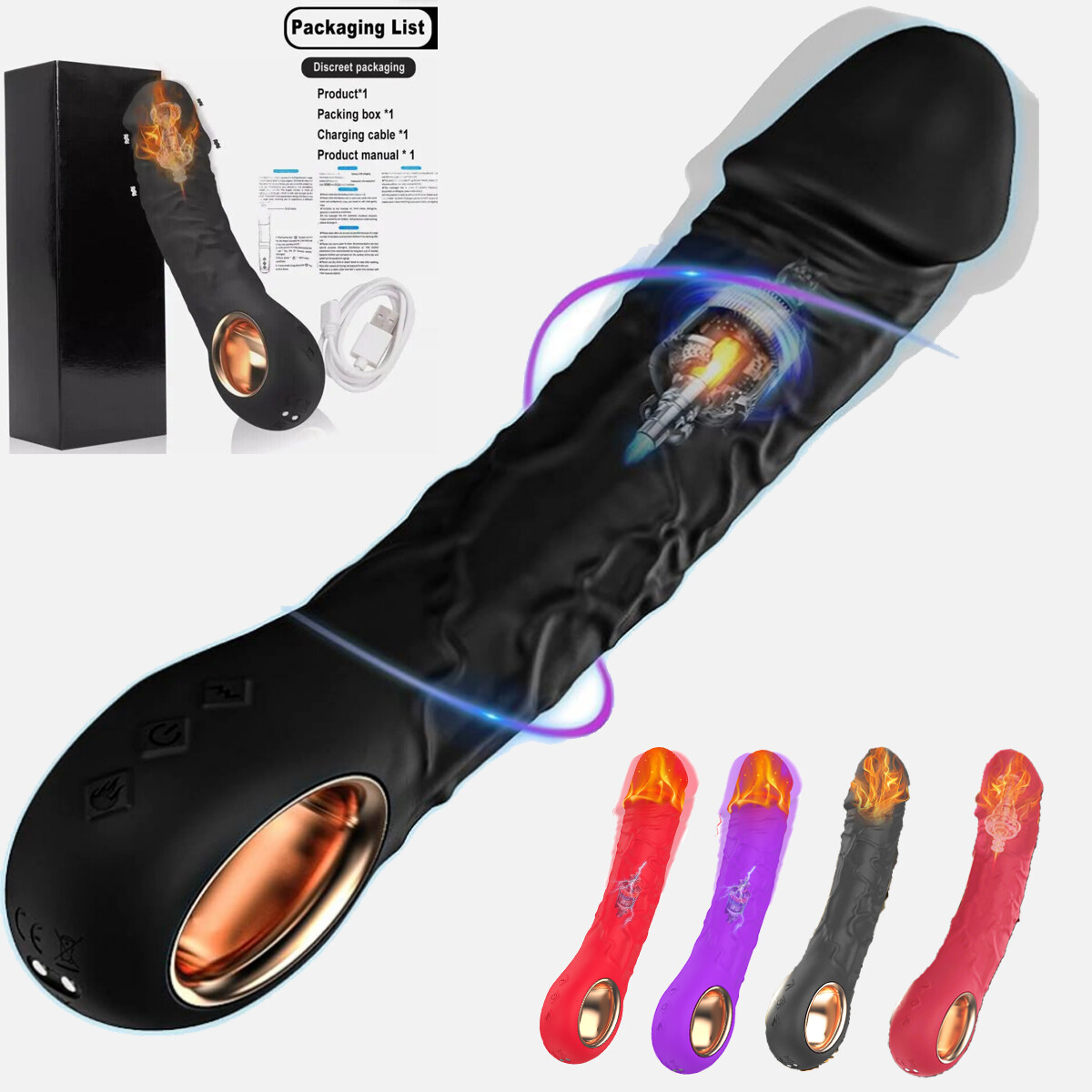 Realistic G Spot Vibrator Dildo Clit Massager Anal Stimulator Sex Toys for Women