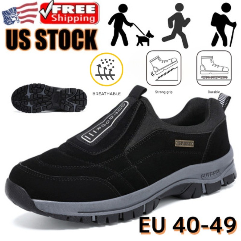Men's Slip-On Walking SneakersHiking Orthopedic Slip-On Wide Trail Shoes