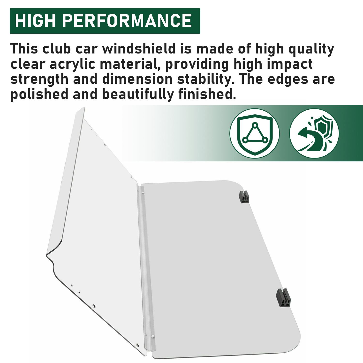 Clear Folding Golf Cart Windshield Clear Acrylic For Club Car DS 1982-2000.5