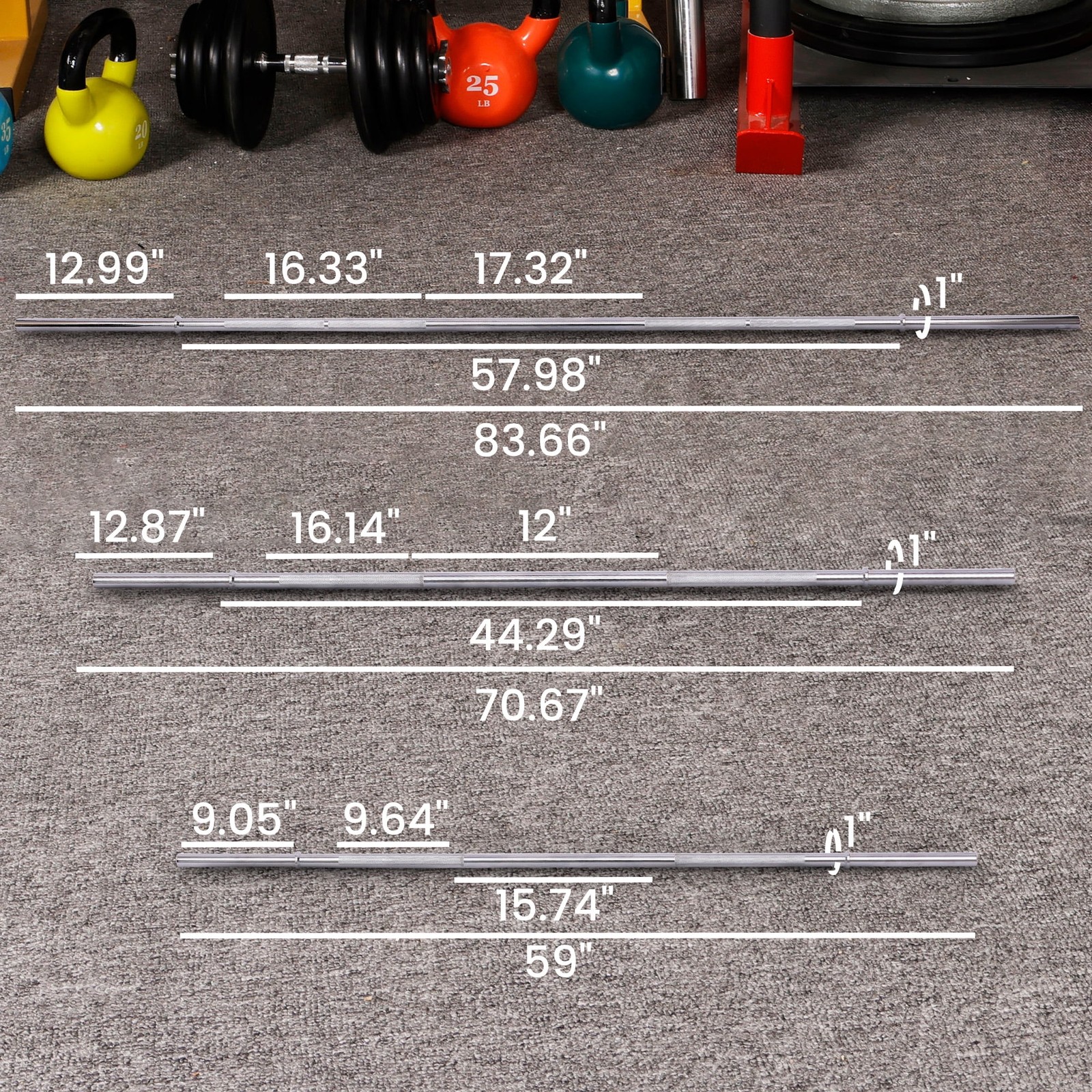 7FT Standard Weightlifting Barbell Chrome Plated Solid Steel Bar