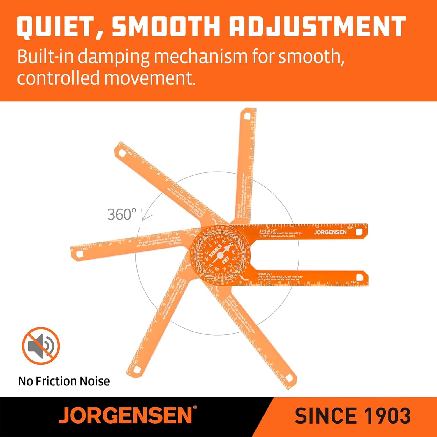Jorgensen 7 Inch Miter Saw Protractor Aluminum Angle Finder Precision Scales USA