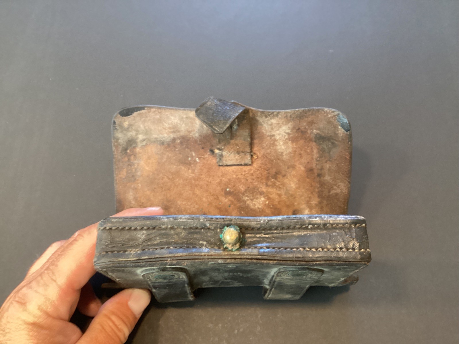 Original Civil War Era Union Army Colt Revolver Leather Cartridge Box Free Ship