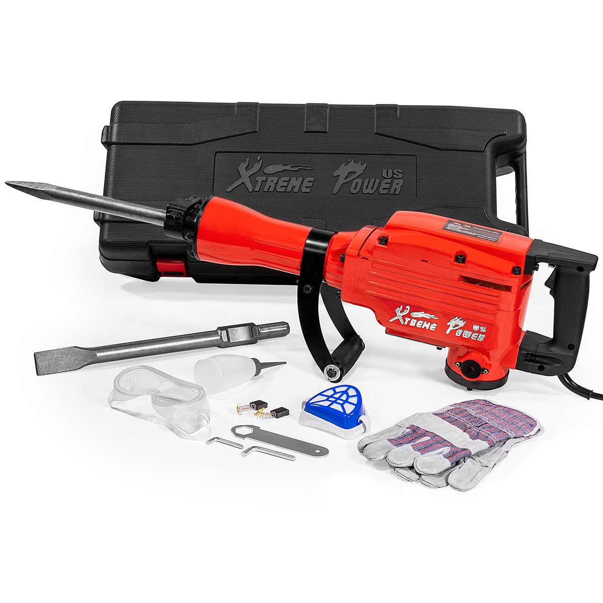 XtremepowerUS 2200W Electric Demolition Jack Hammer Chisel & Point Bits Included