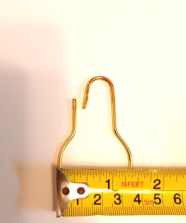 SHOWER HOOKS 12 PC. BRASS PLATED SHOWER CURTAIN HOOKS, RINGS