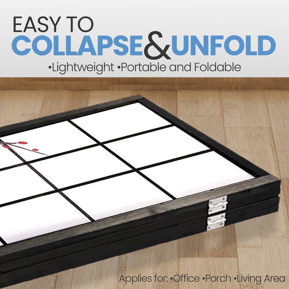 SereneLife Indoor Decorative 4Panel Screen Freestanding Japanese-Inspire Divider