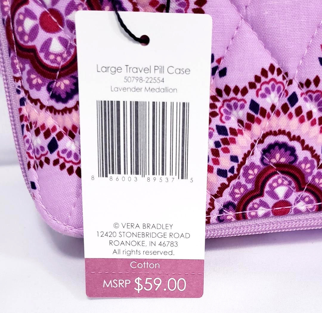 Vera Bradley Lavender Medallion Large Pill Case NWT